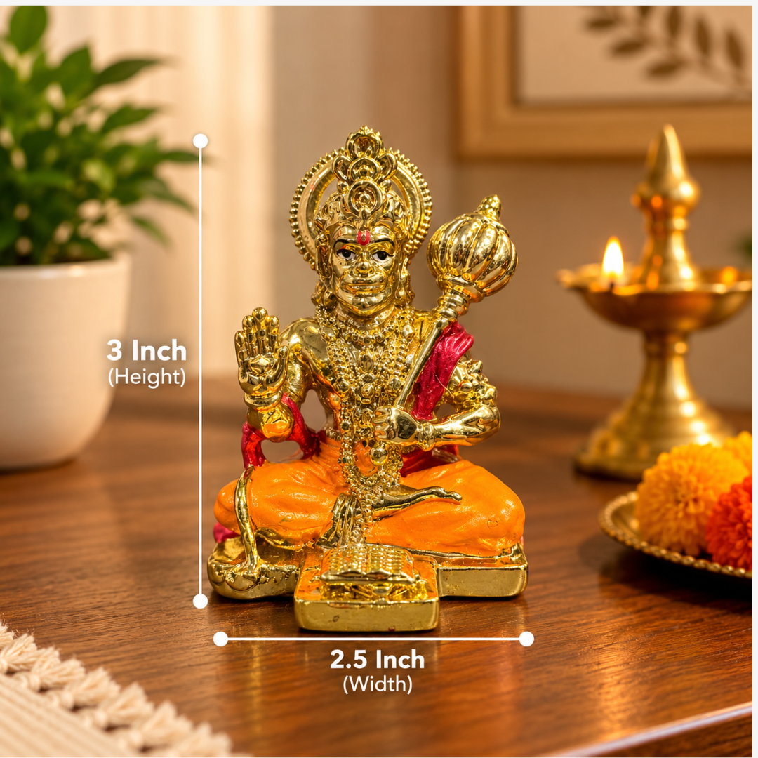 24K Gold Plated Hanuman Ji Idol (3 Inch) in Gift Box