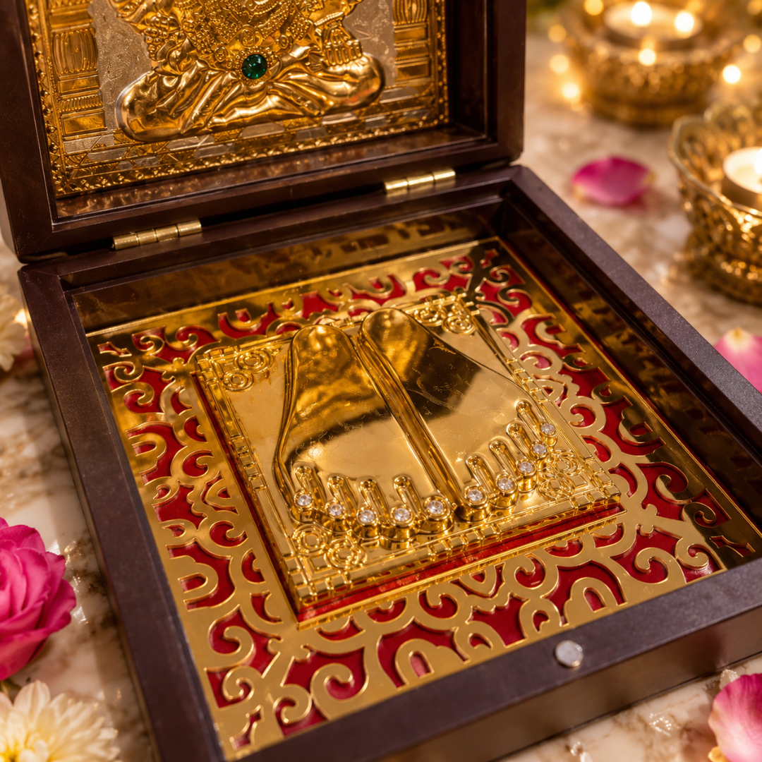 24KT Gold Plated Lord Ganesha Idol with Charan Paduka