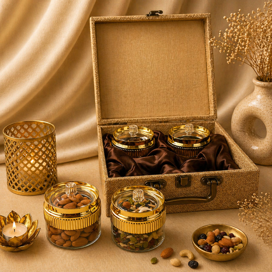 Dry Fruits Corporate Gift Hamper with 4 Jars - Roasted Almonds, Pan Kishmish, Breakfast Mix & Mixed Berries