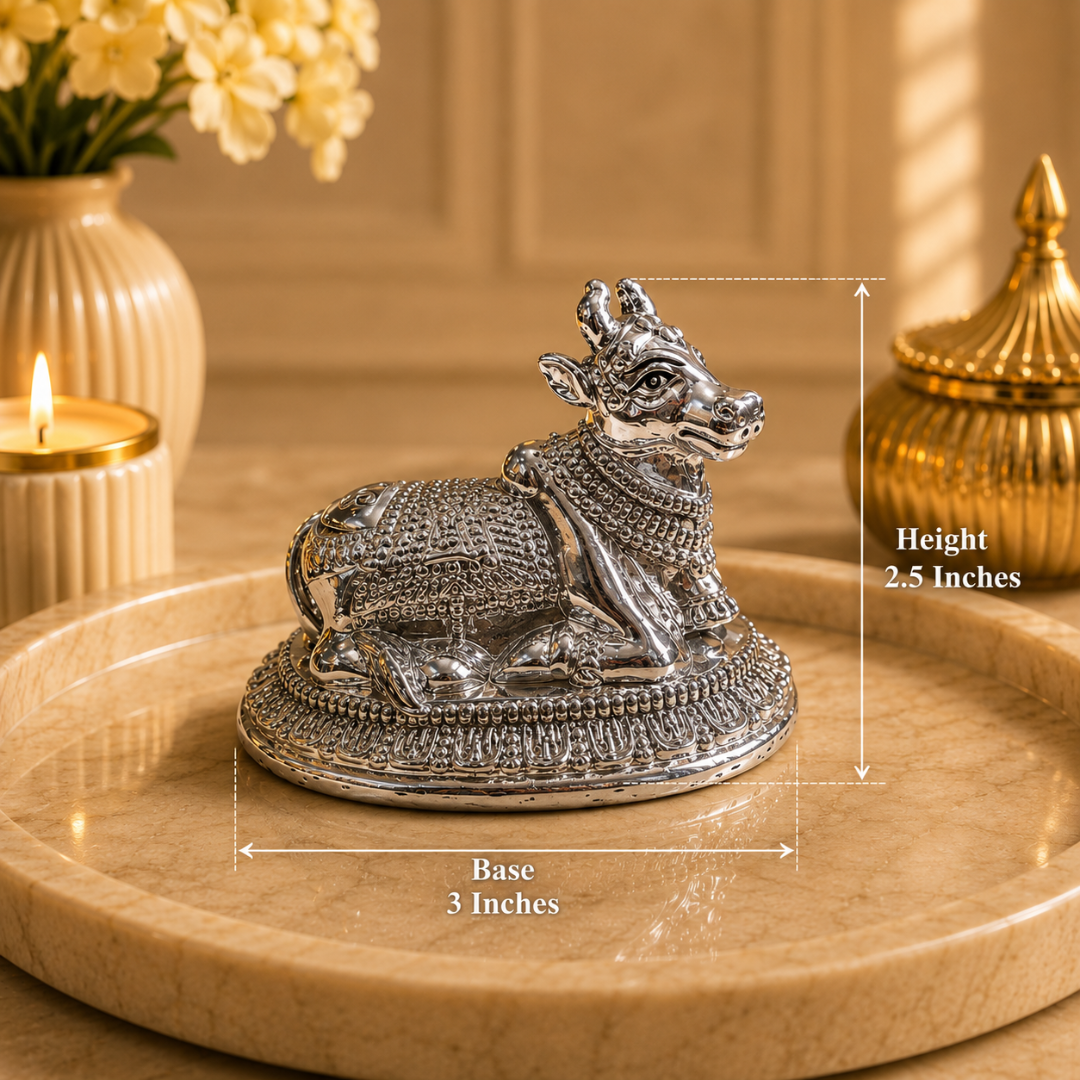 999 Silver Plated Nandi Idol