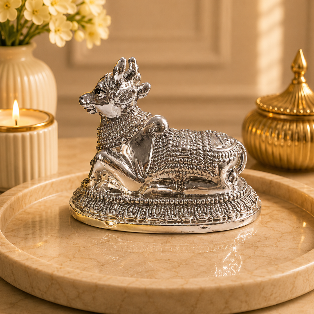 999 Silver Plated Nandi Idol