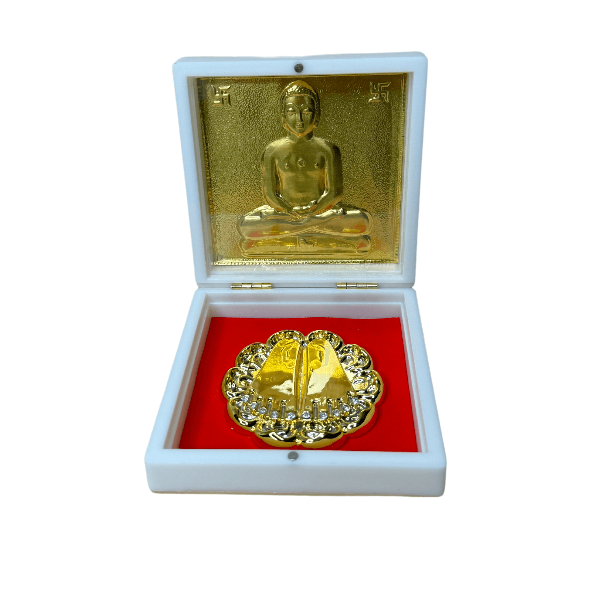 24KT Gold Plated Mahavir Swami Idol with Charan Paduka