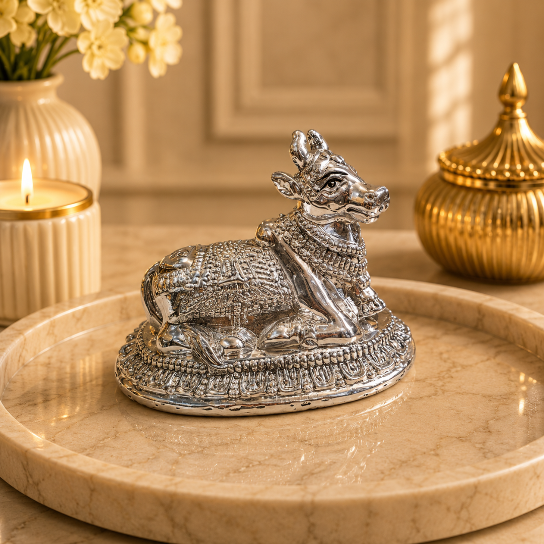 999 Silver Plated Nandi Idol