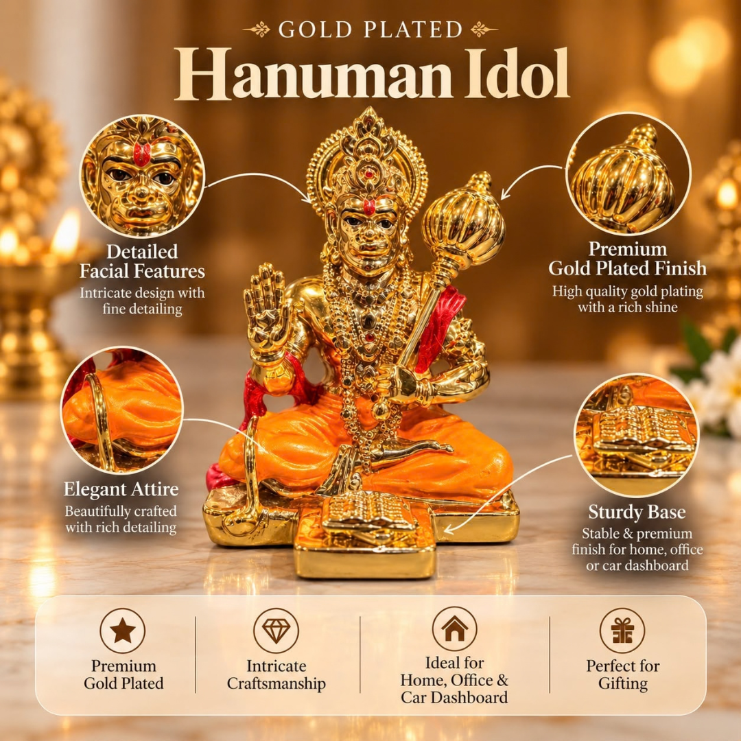 24K Gold Plated Hanuman Ji Idol (3 Inch) in Gift Box