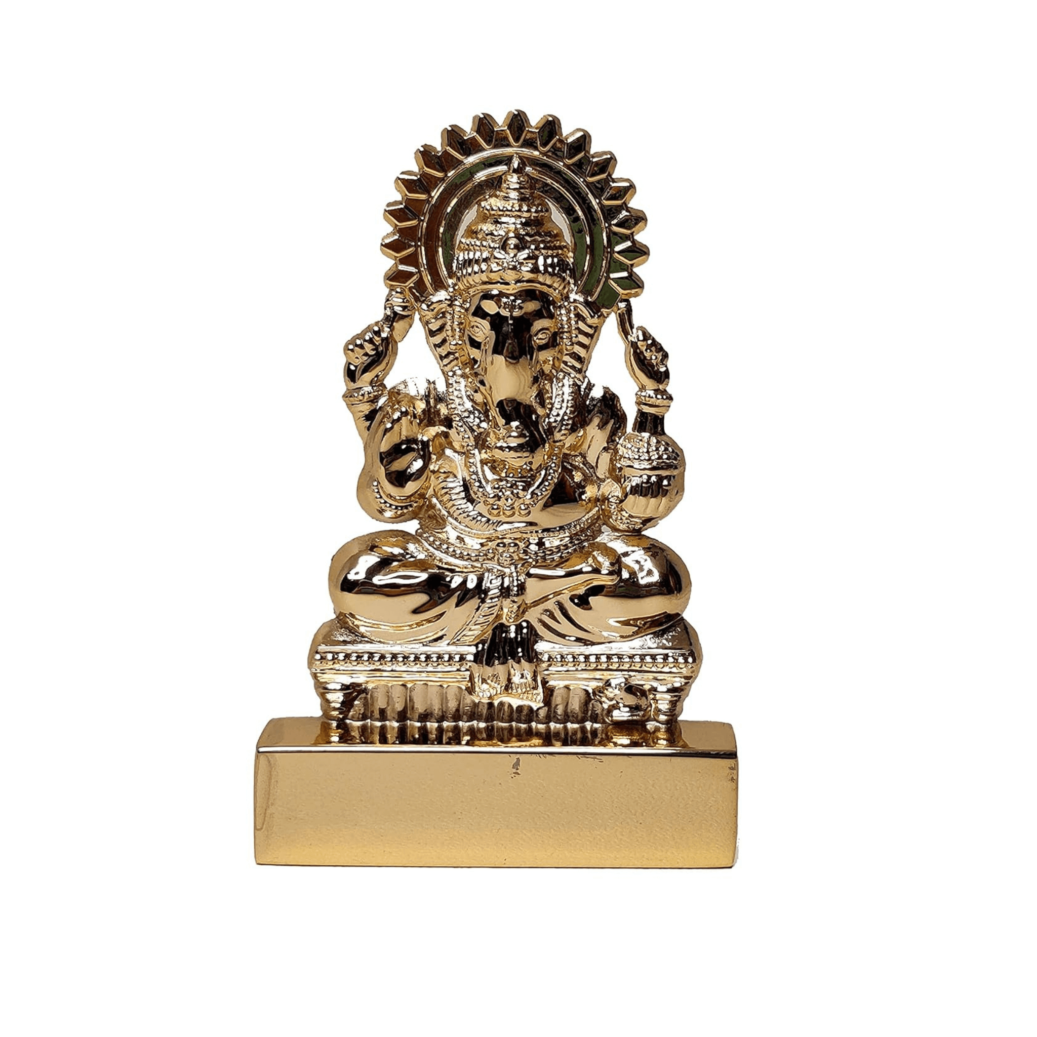 24 Karat Gold Plated Laxmi Ganesha Idol with Bell