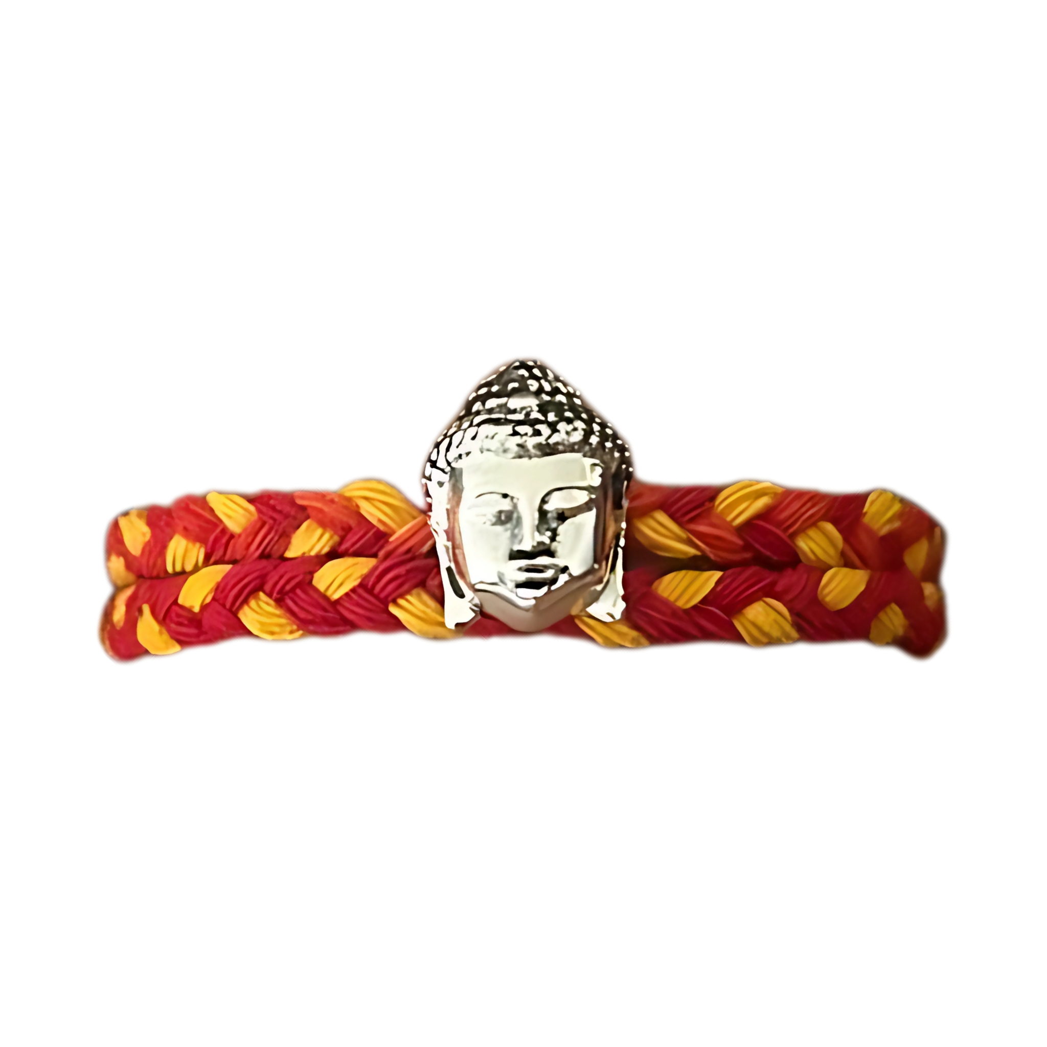 Buddha Silver Rakhi for Brother with Roli Chawal and Greeting Card For Brother