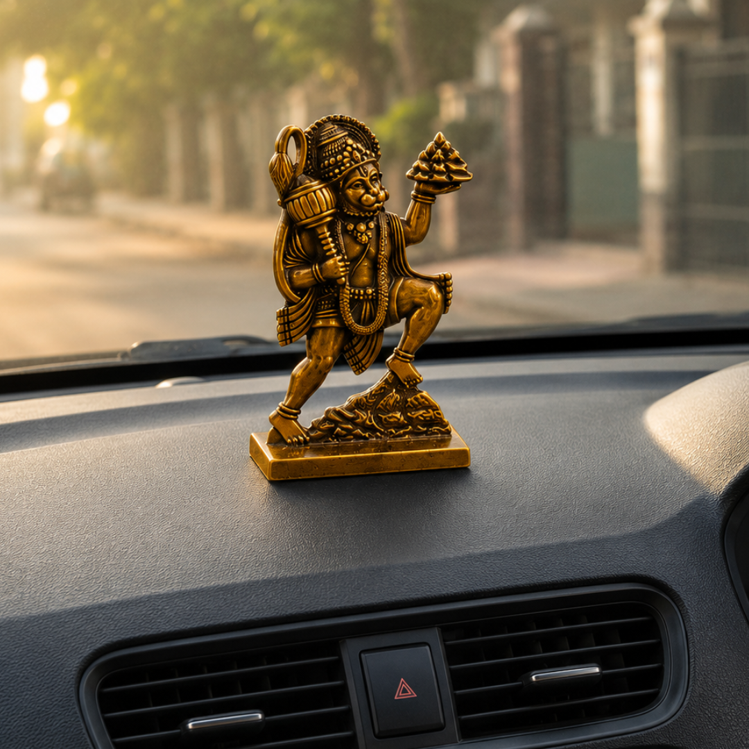 Hanuman Ji with Sanjeevani Parvat Idol in Gift Box -  Copper Finish