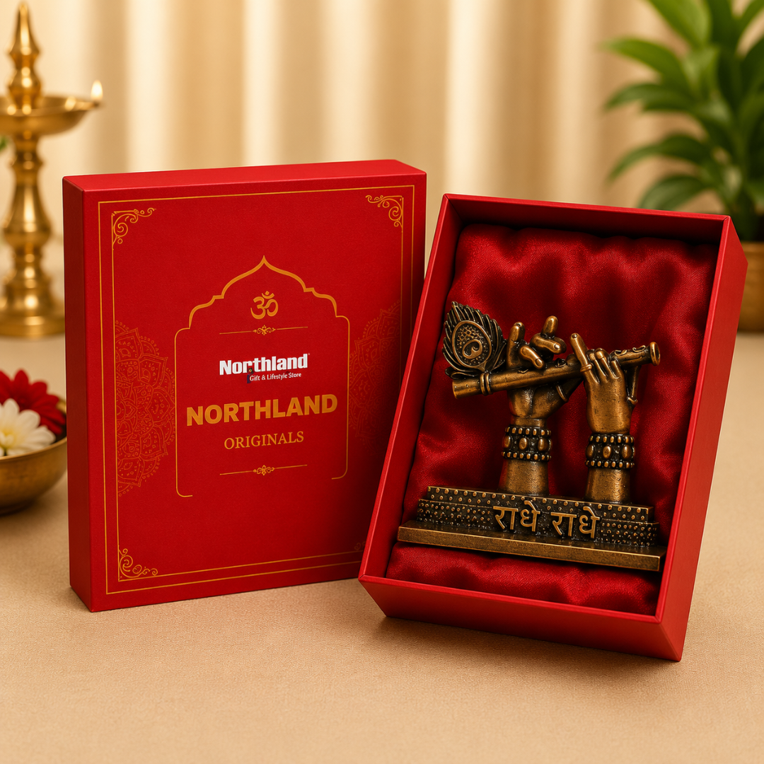 Copper Look Shri Krishna Murli Hands Idol in Gift Box