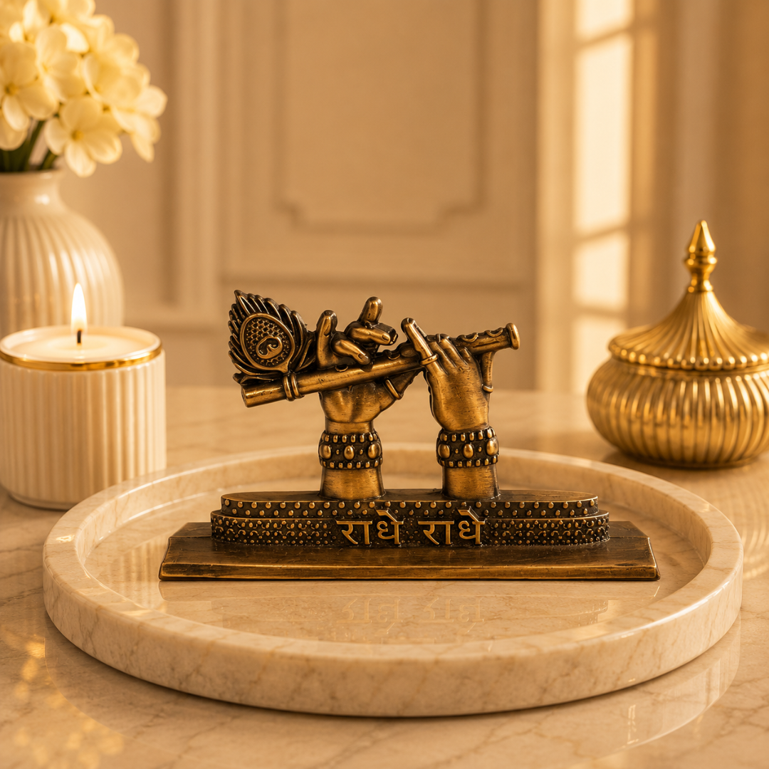 Copper Look Shri Krishna Murli Hands Idol in Gift Box