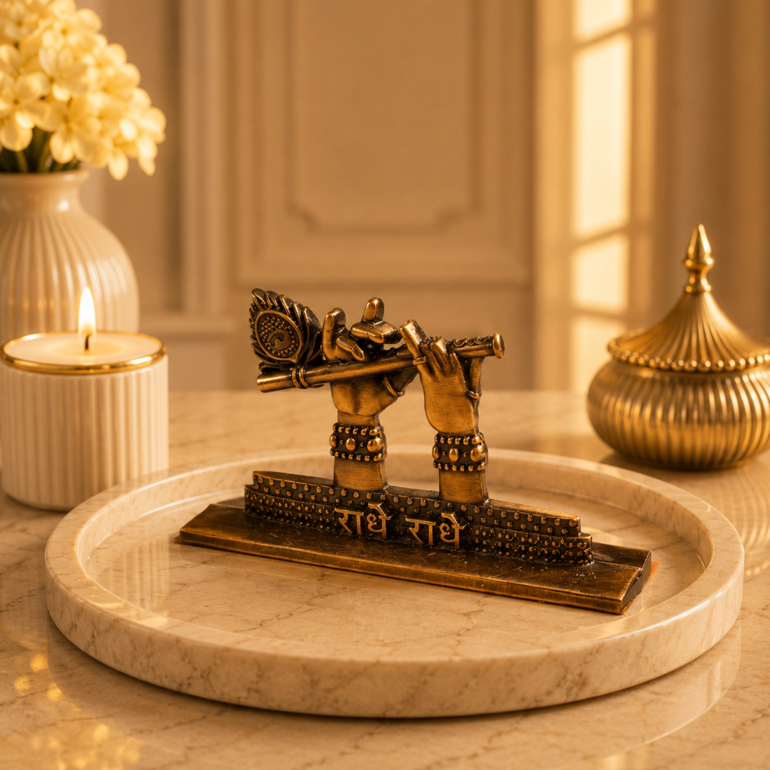 Copper Look Shri Krishna Murli Hands Idol in Gift Box