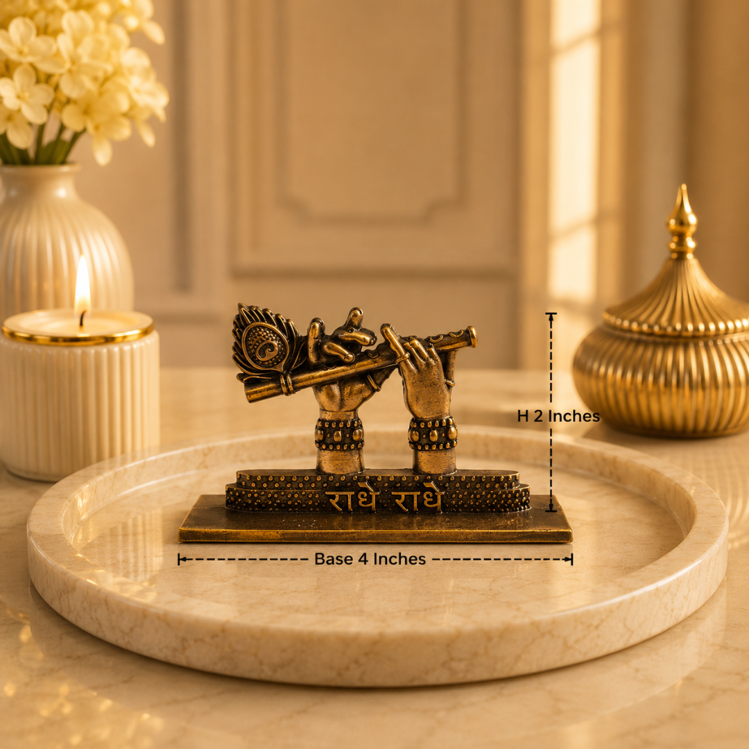 Copper Look Shri Krishna Murli Hands Idol in Gift Box
