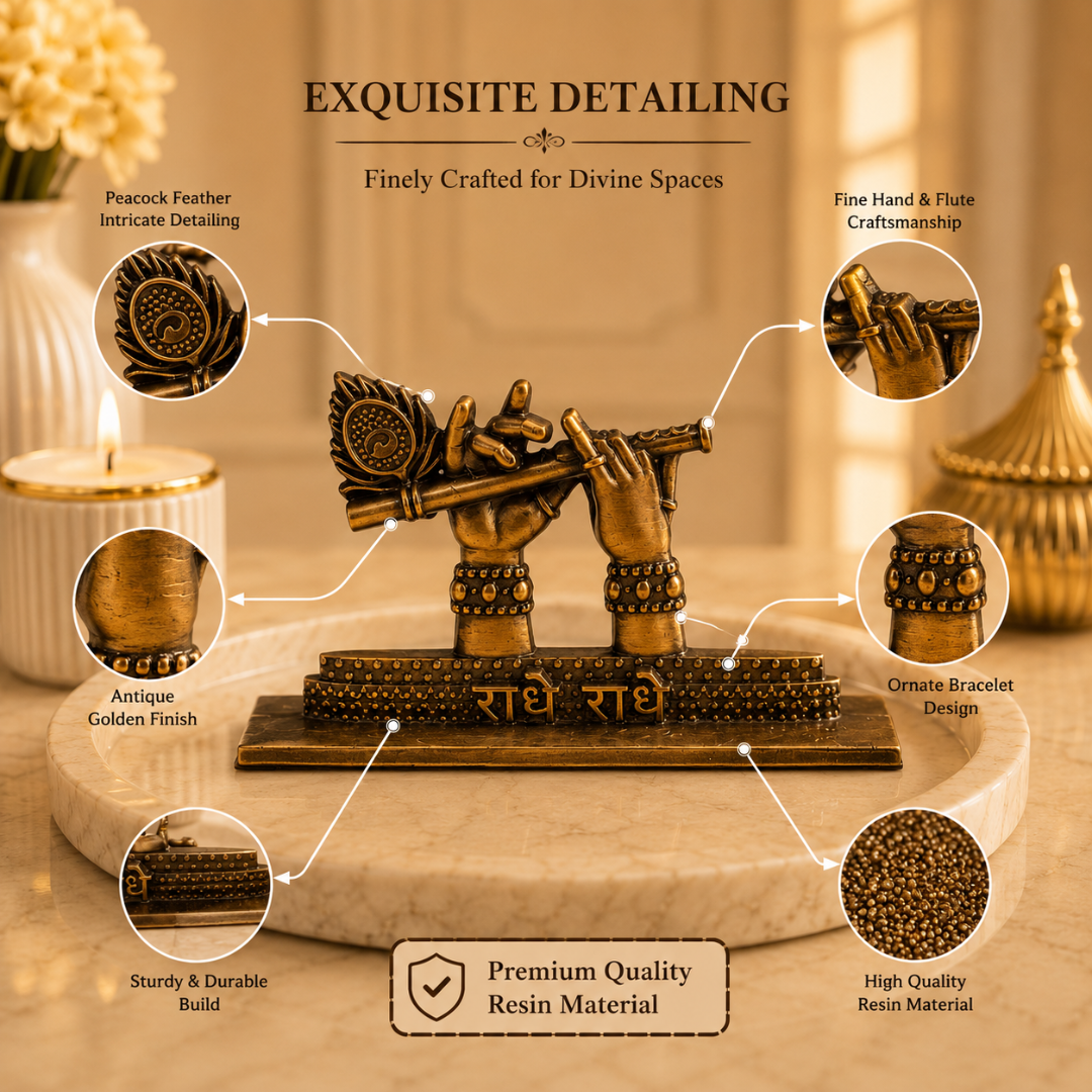 Copper Look Shri Krishna Murli Hands Idol in Gift Box