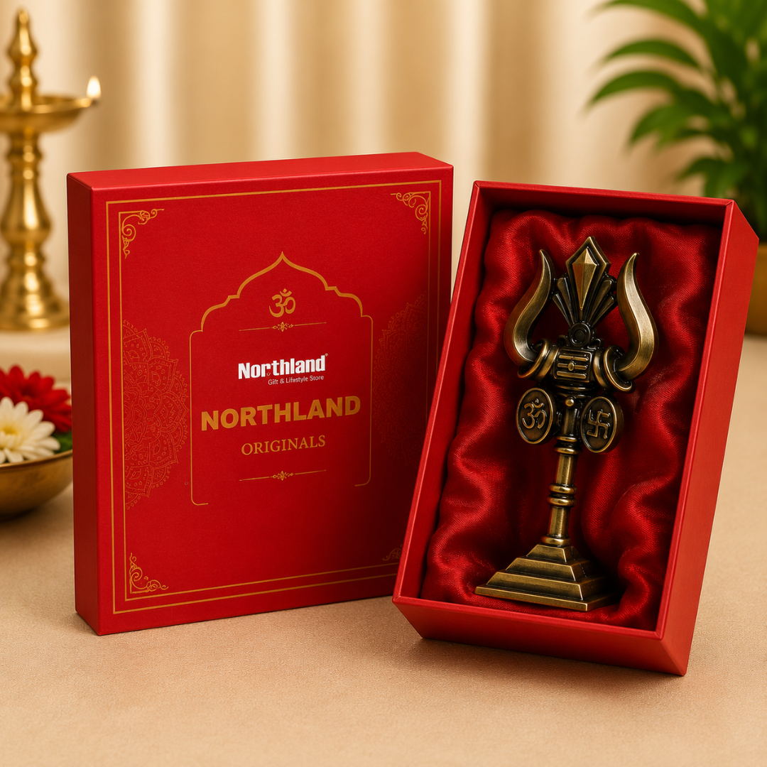 Copper Look Shiv Ji Trishul Idol in Gift Box