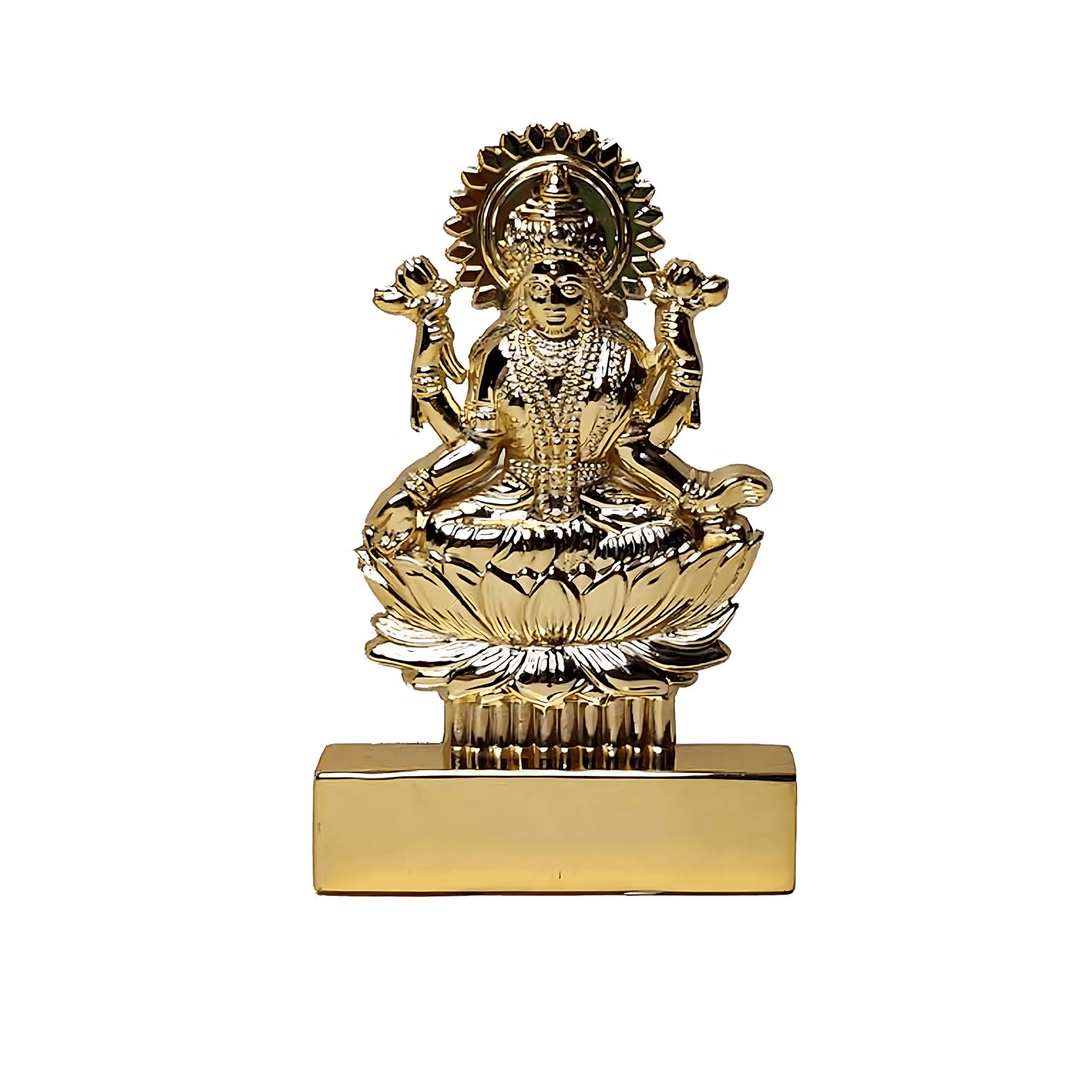 24 Karat Gold Plated Laxmi Ganesha Idol with Bell