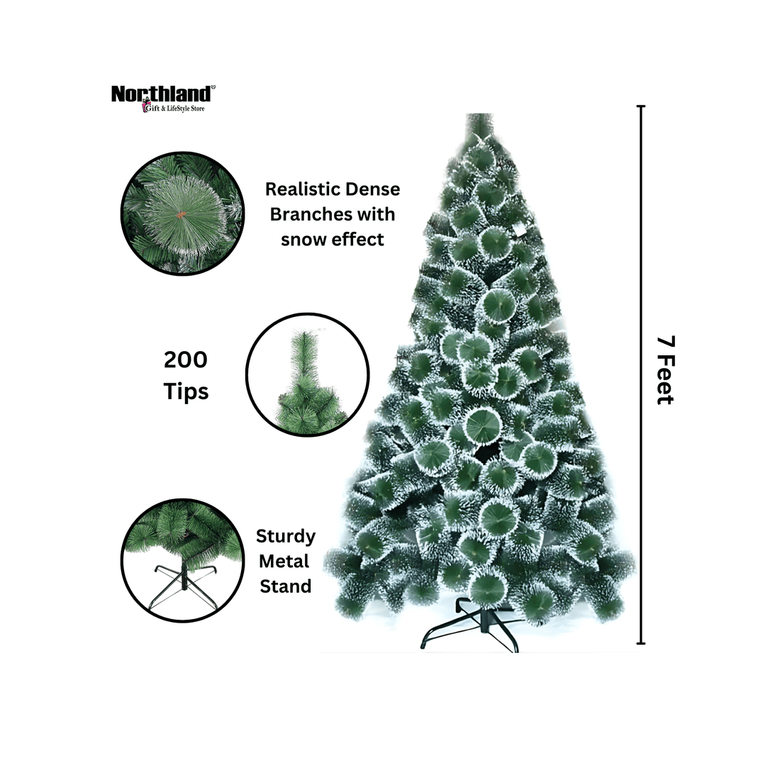 Artificial Green Snow Pine Christmas Tree 7 Feet