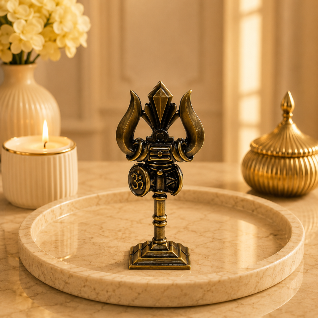 Copper Look Shiv Ji Trishul Idol in Gift Box