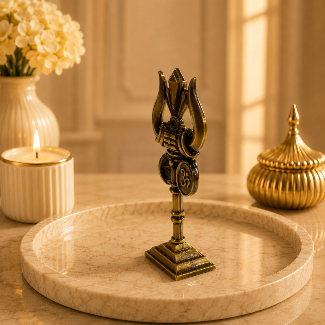 Copper Look Shiv Ji Trishul Idol in Gift Box