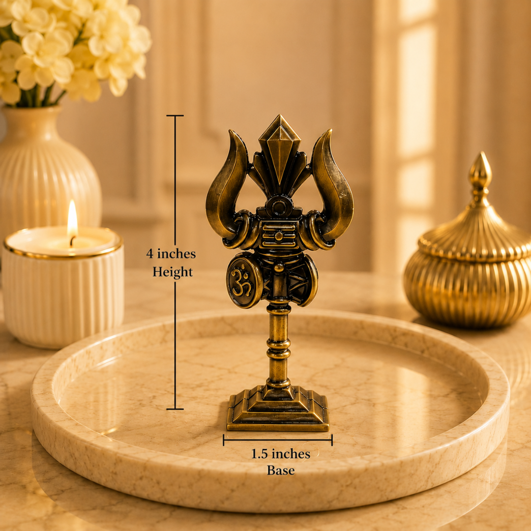 Copper Look Shiv Ji Trishul Idol in Gift Box