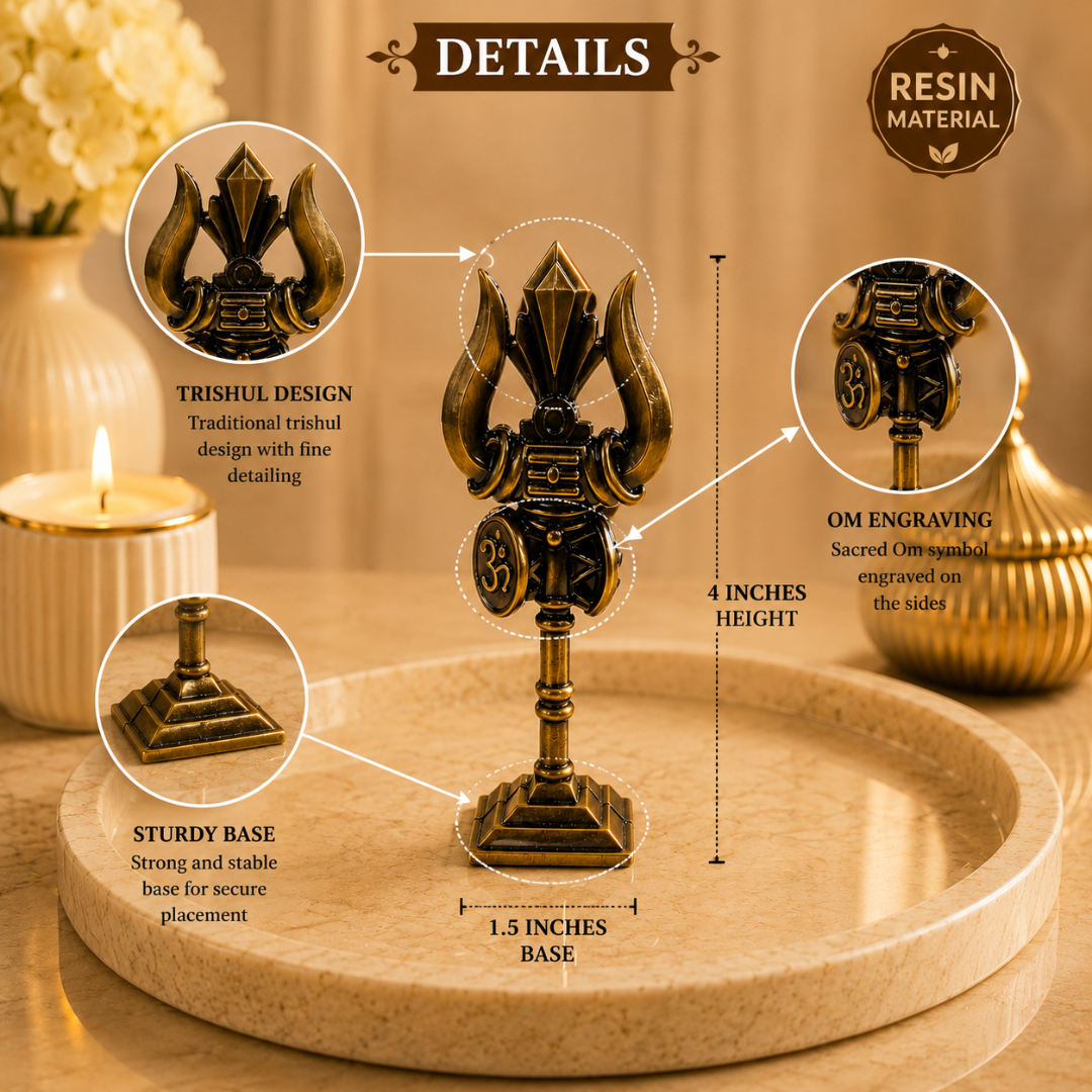 Copper Look Shiv Ji Trishul Idol in Gift Box