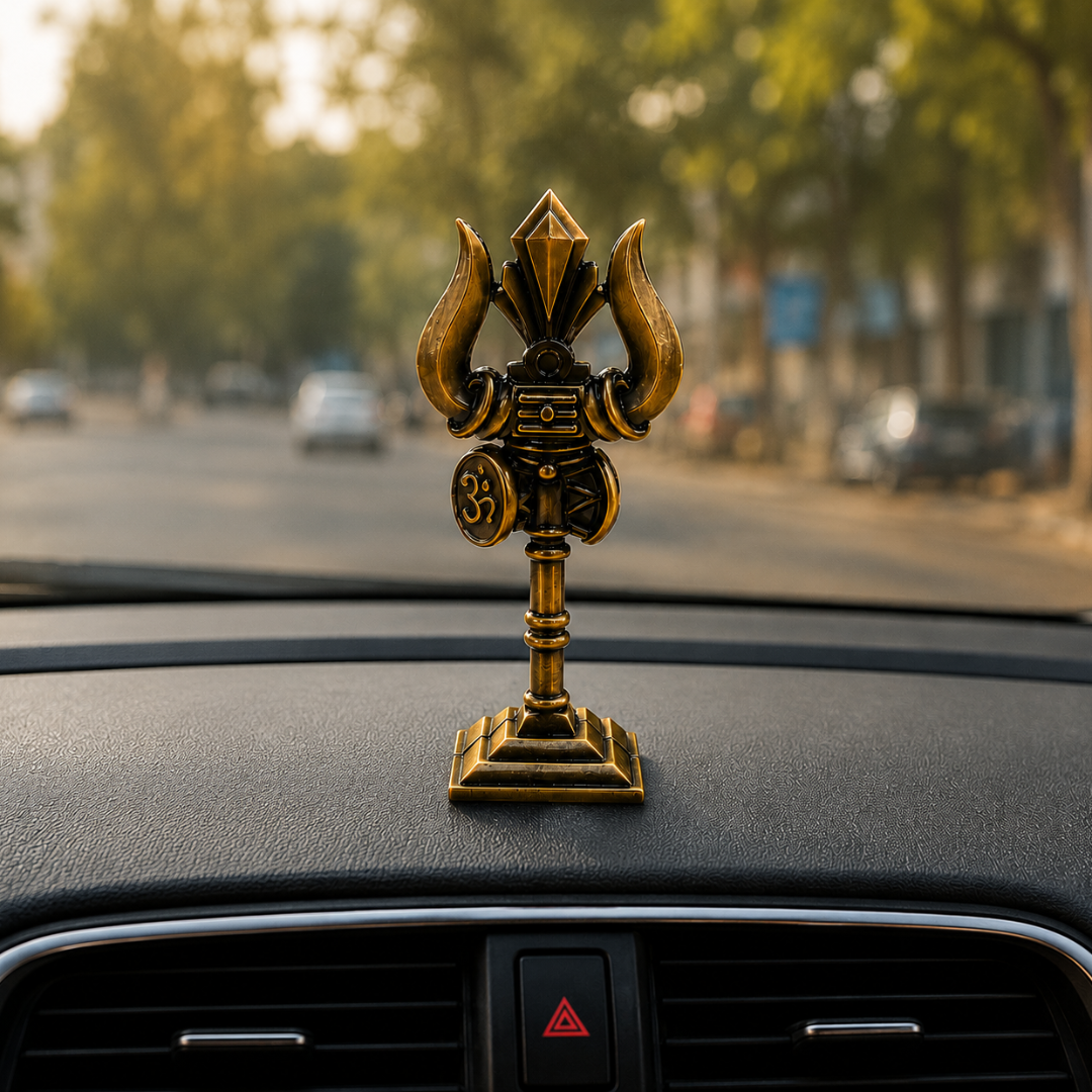 Copper Look Shiv Ji Trishul Idol in Gift Box
