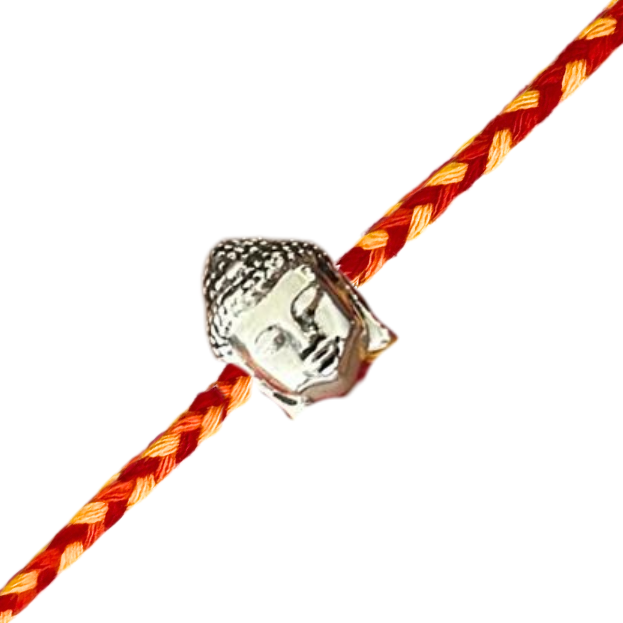 Buddha Silver Rakhi for Brother with Roli Chawal and Greeting Card For Brother