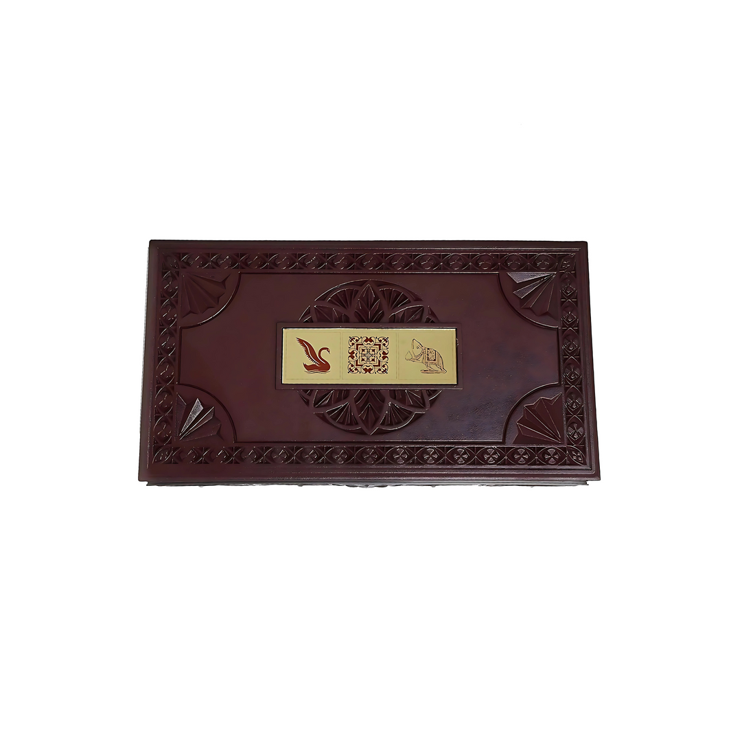 Gold Plated Laxmi Ganesha Saraswati Figurine in Decorative Box with Chandan Fragrance