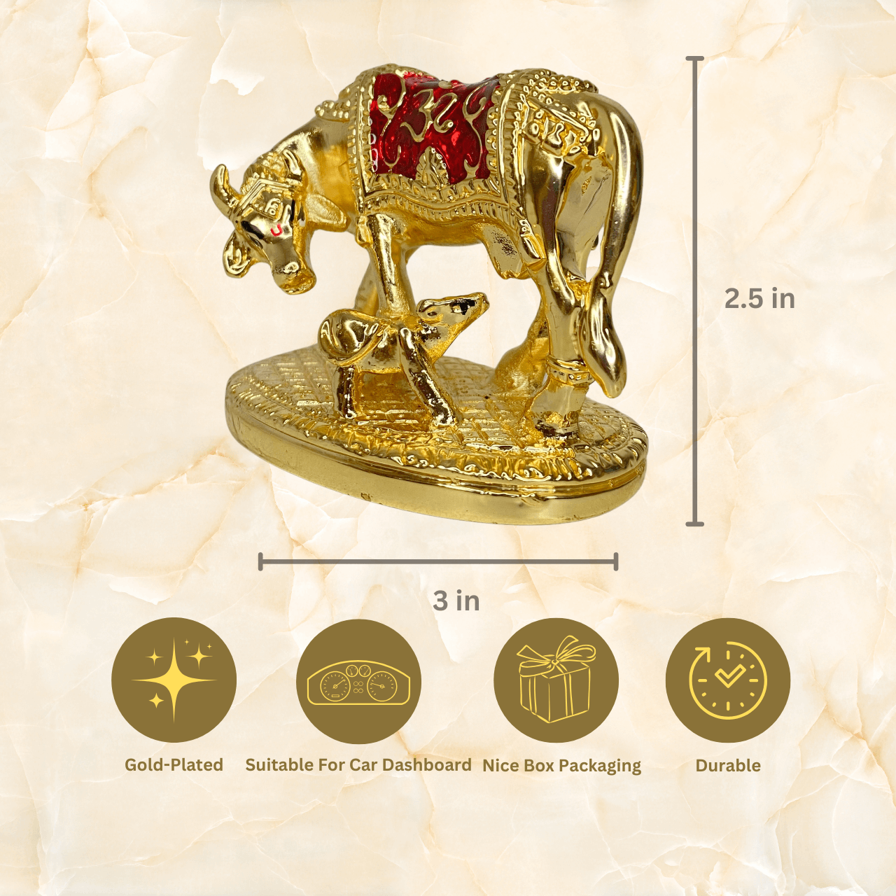 Kamdhenu 24KT Gold Plated Idol