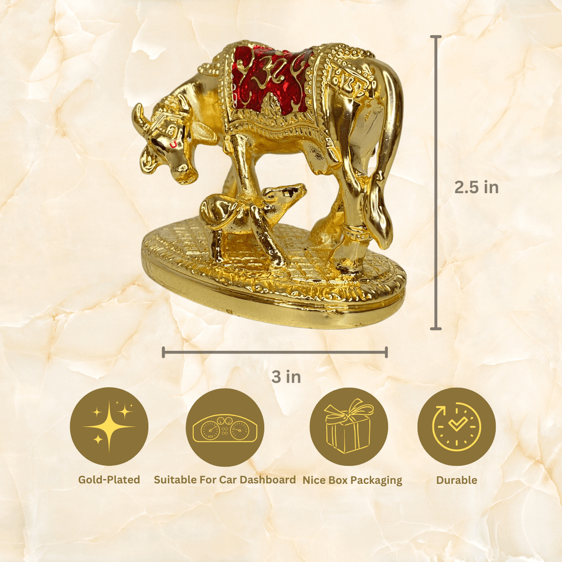 Kamdhenu 24KT Gold Plated Idol