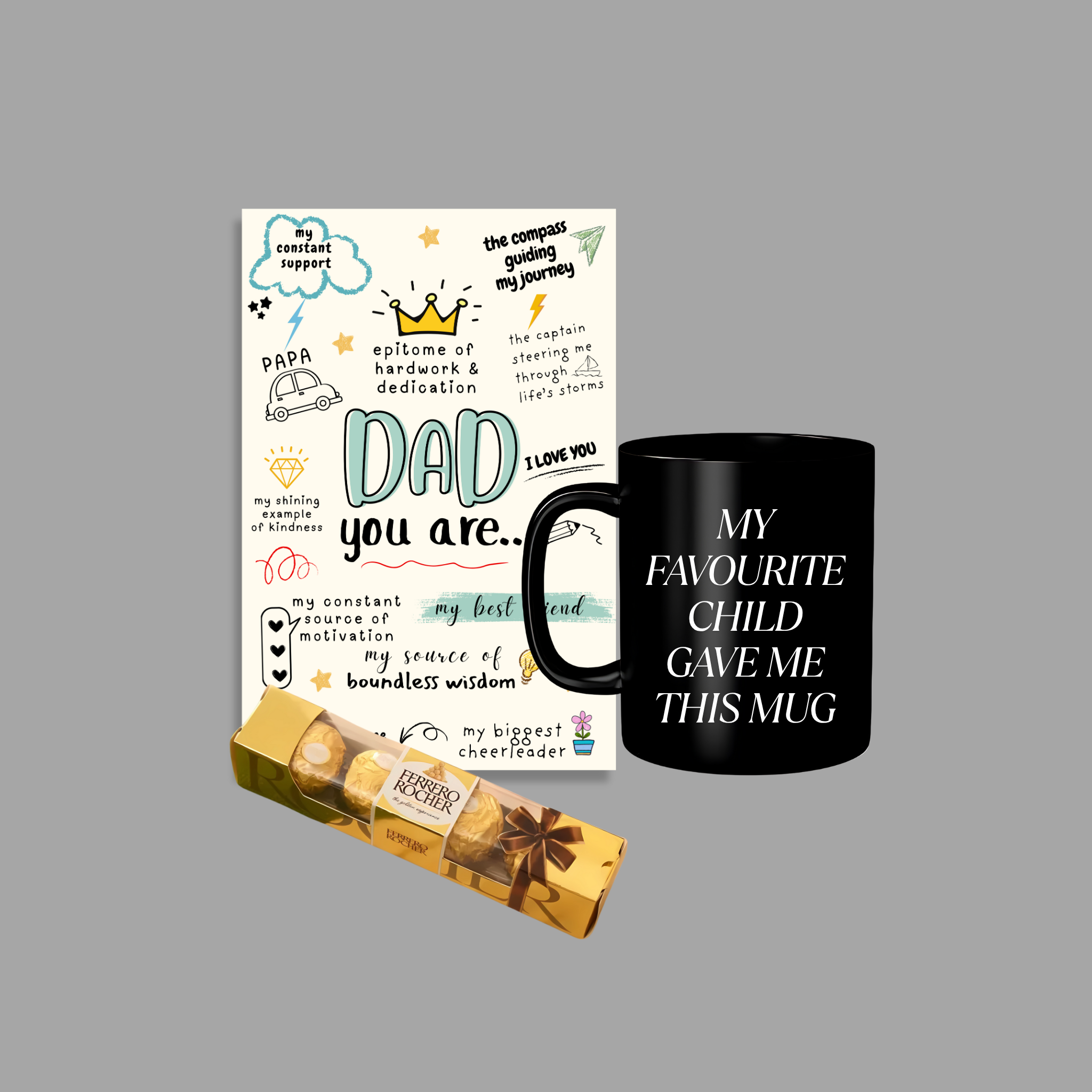 Father's Day Gift Combo with Greeting Card, Coffee Mug & Chocolate for Dad's Birthday/Father's Day/ Appreciation for Father/Gift for Papa/Daddy/Dad