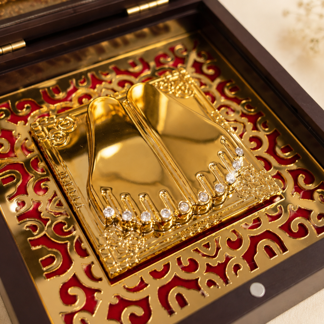 24KT Gold Plated Laddu Gopal Idol with Charan Paduka in Pocket Temple
