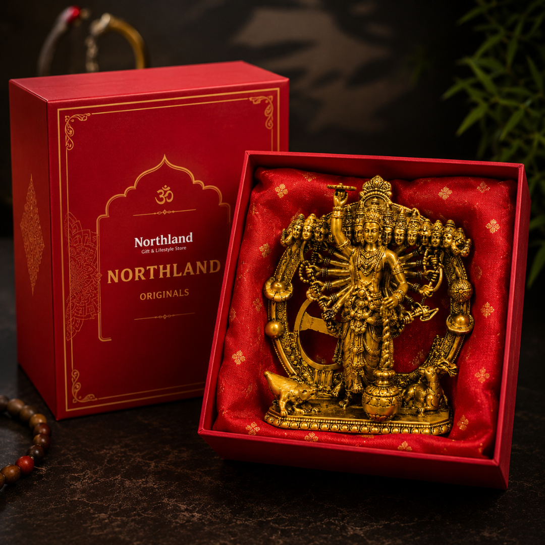 Krishna Vishwaroopam Mahabharat God Idol in Premium Gift Box (4 x 3 Inches, Gold, Resin)