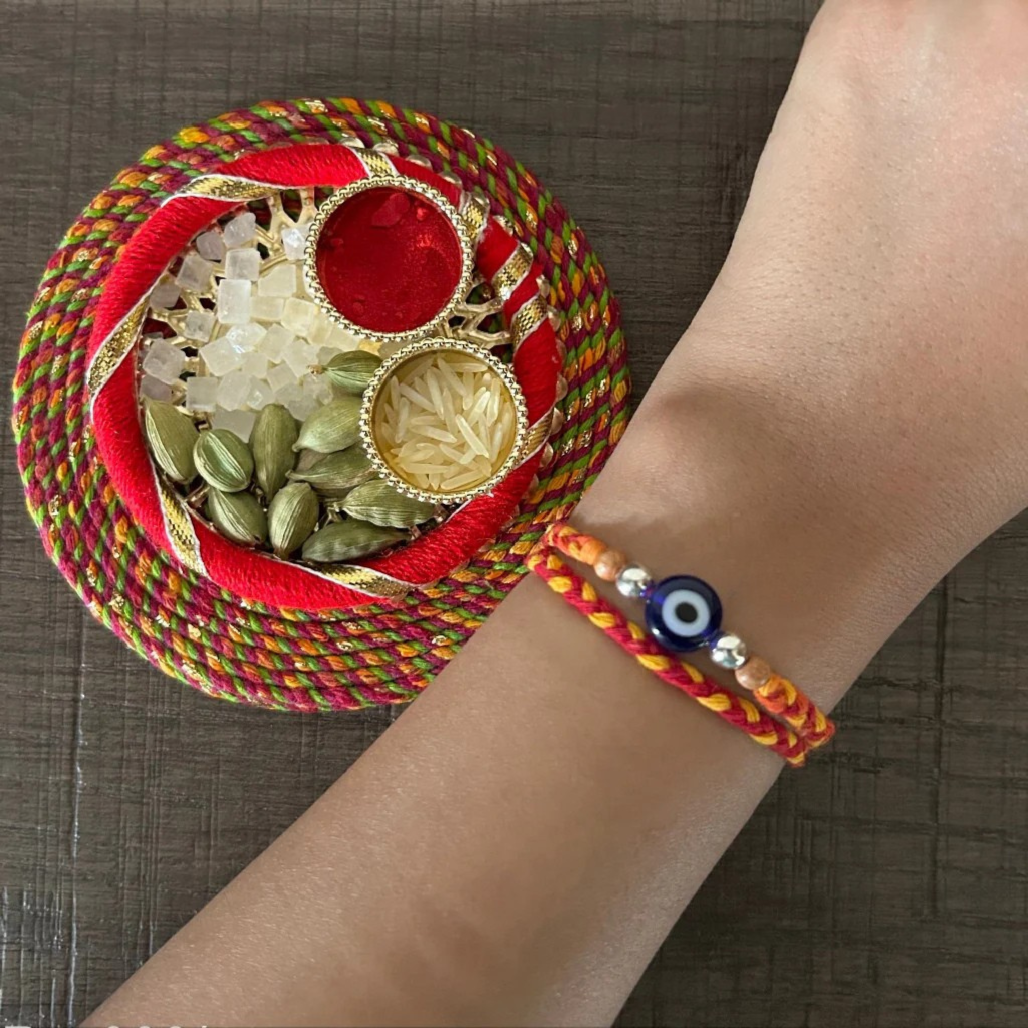 Silver Rakhi Combo for Brothers/Bhai/Bro/Bhaiya - Om, Evil Eye, Ganesha Silver Rakhi Set of 3 for Brother