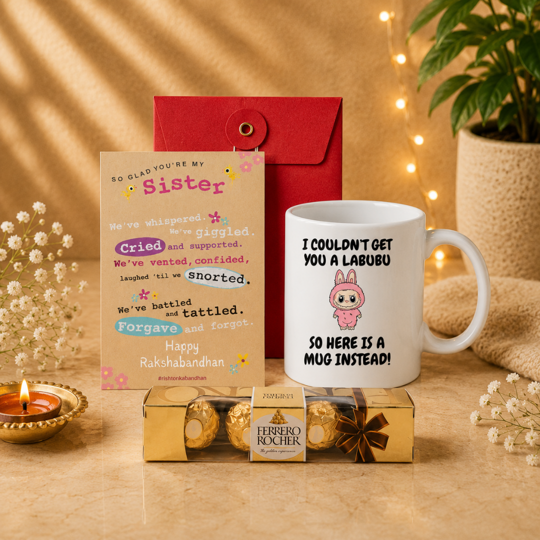 World Best Sister Coffee Mug with Happy Rakshabandhan Greeting Card, Rakhi Gifts Combo for Sister Sis Bahan Didi