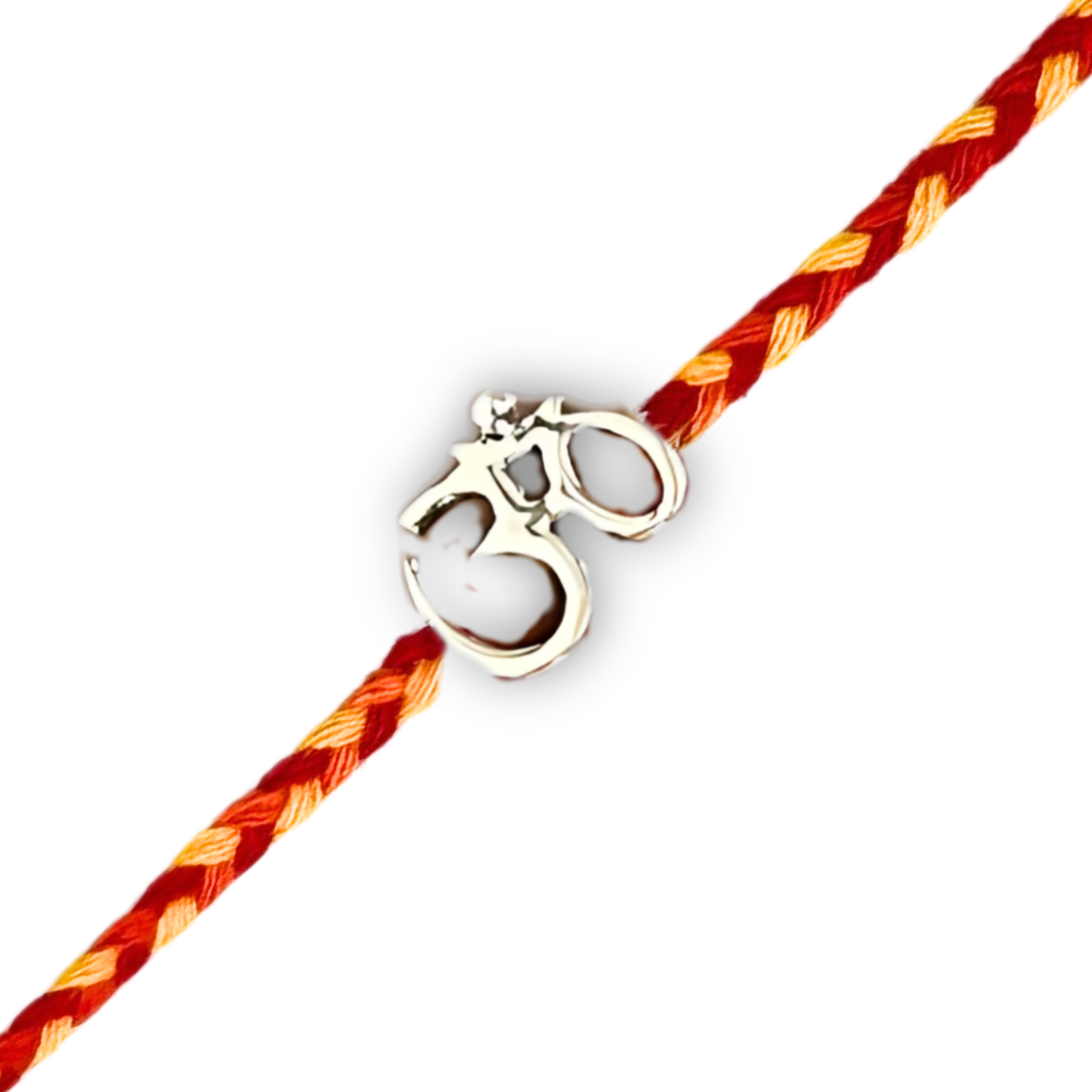 Om Silver Rakhi for Brother - Silver Rakhi with Roli Chawal and Greeting Card For Brother