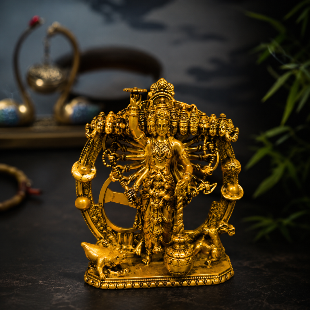 Krishna Vishwaroopam Mahabharat God Idol in Premium Gift Box (4 x 3 Inches, Gold, Resin)