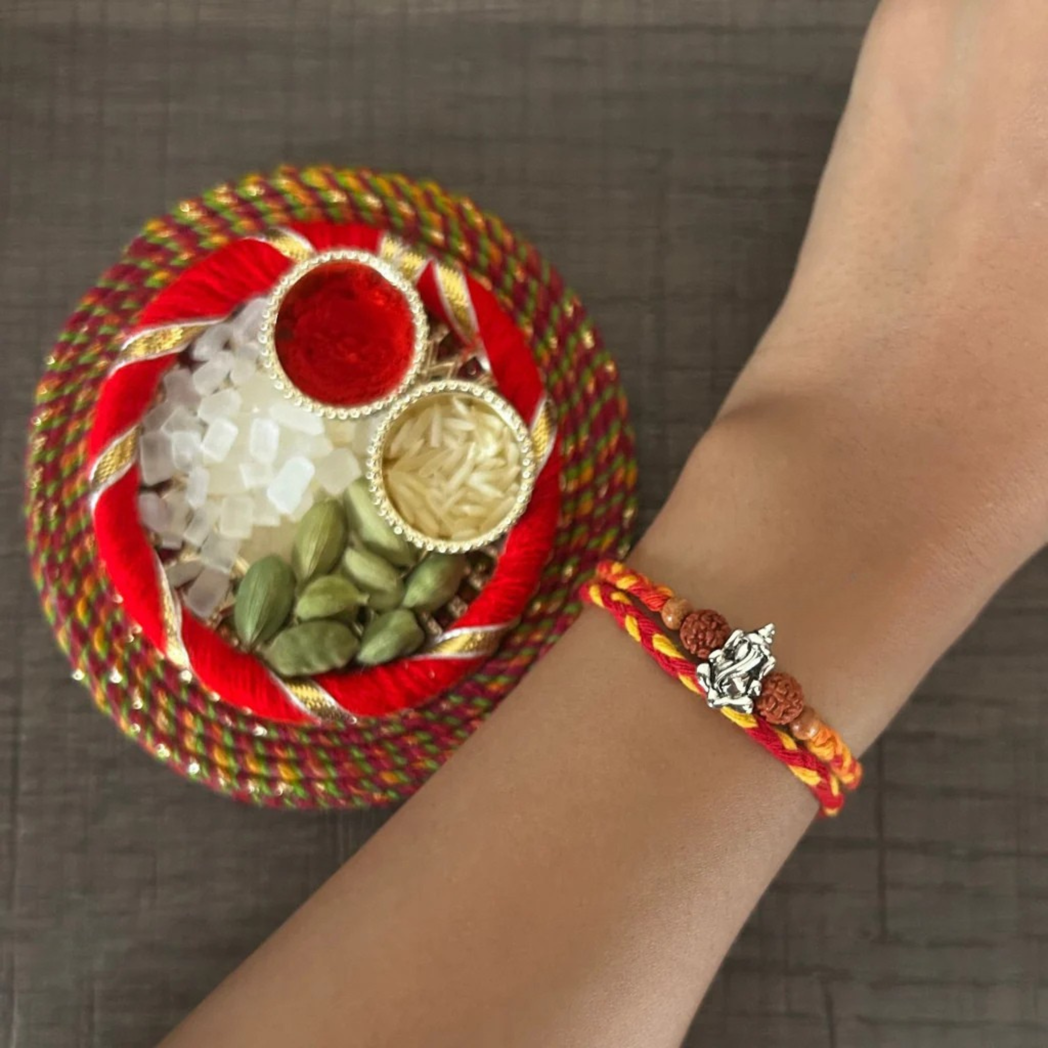 Silver Rakhi Combo for Brothers/Bhai/Bro/Bhaiya - Om, Evil Eye, Ganesha Silver Rakhi Set of 3 for Brother