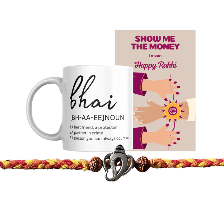 Ganesha Rudraksh Silver Rakhi Gift Combo