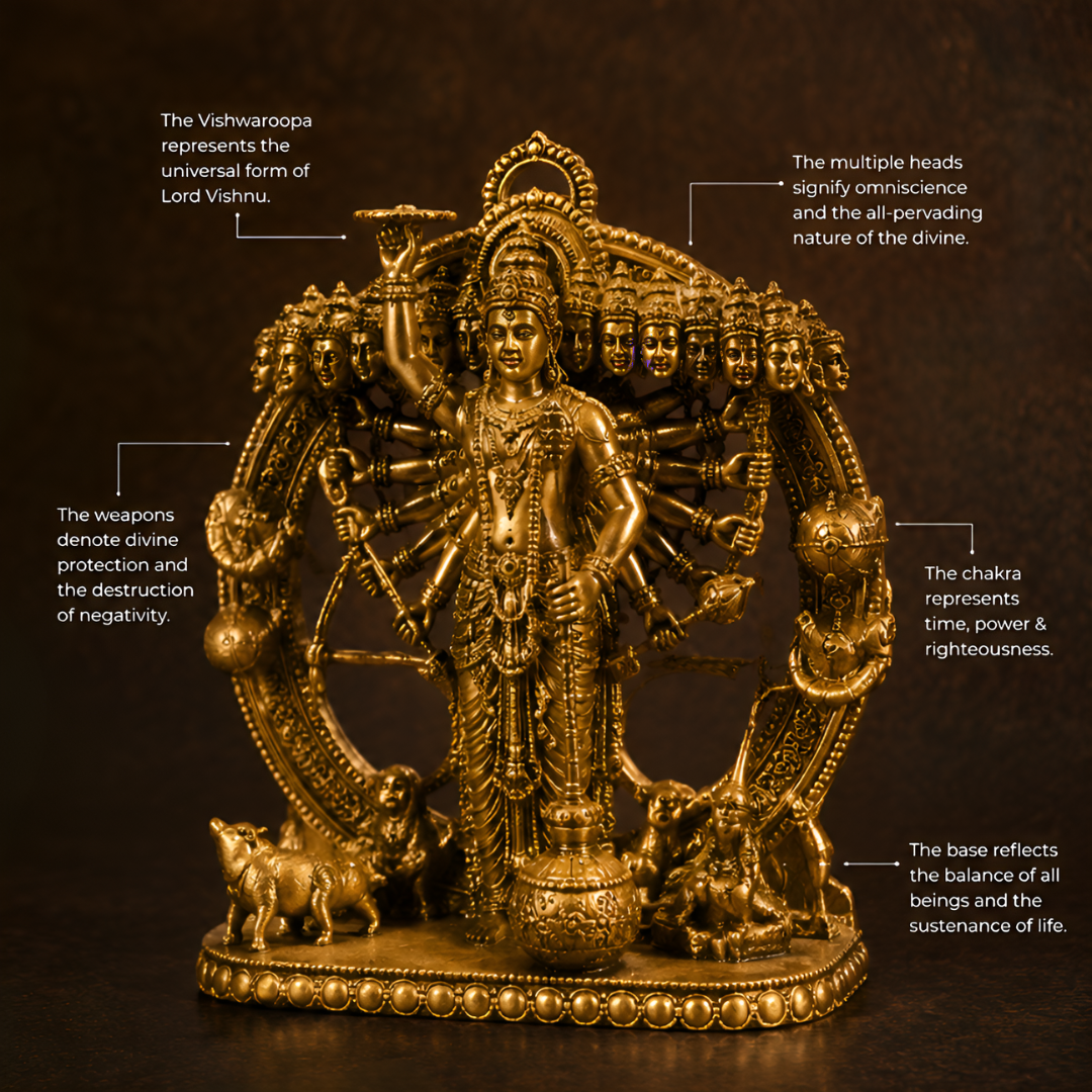 Krishna Vishwaroopam Mahabharat God Idol in Premium Gift Box (4 x 3 Inches, Gold, Resin)