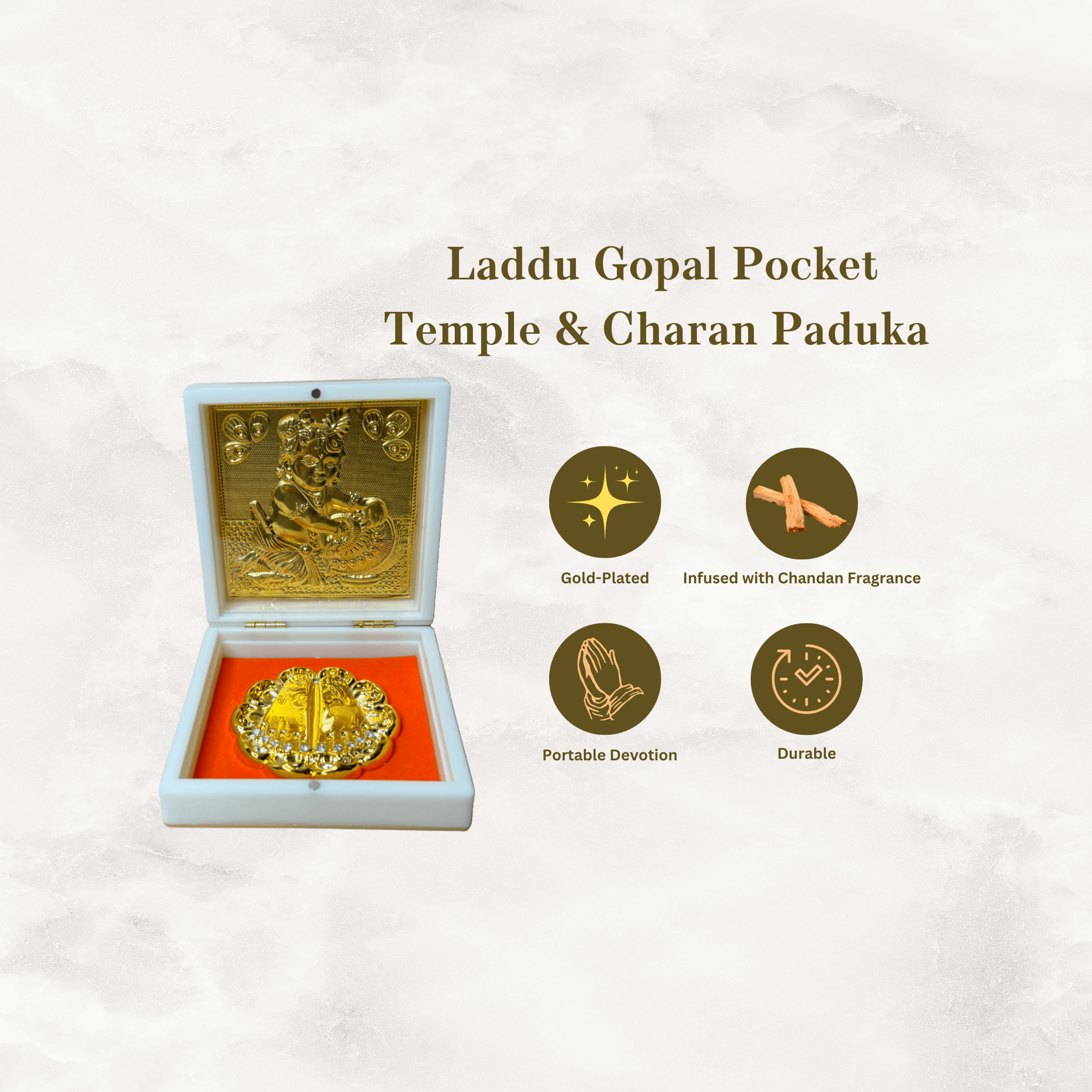 24KT Gold Plated Laddu Gopal with Charan Paduka