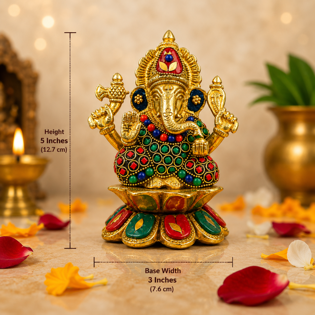 100% Pure Brass Lord Ganesha Idol (5 Inches)