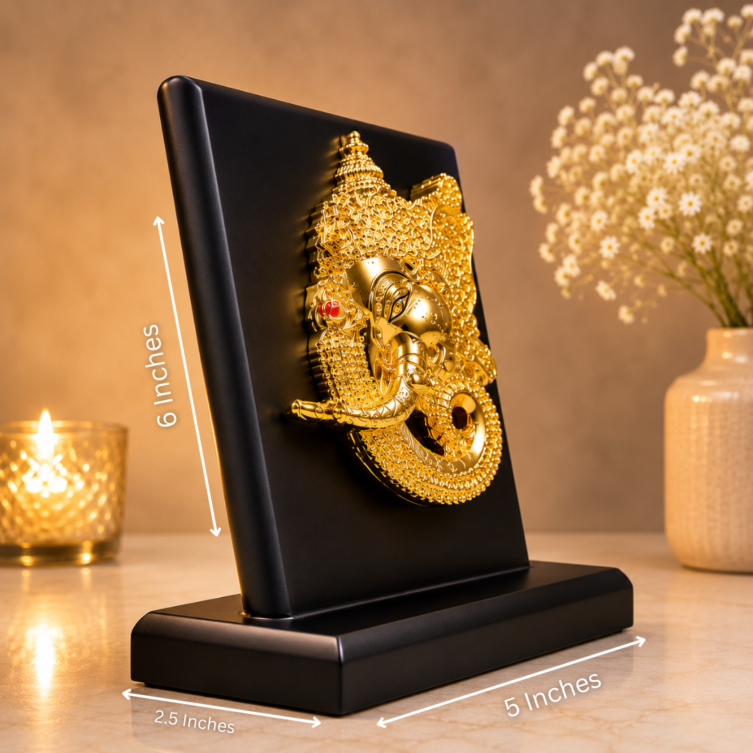 24k Gold Plated Ganesh Ji Idol in Gift Box (5 x 6 Inches)