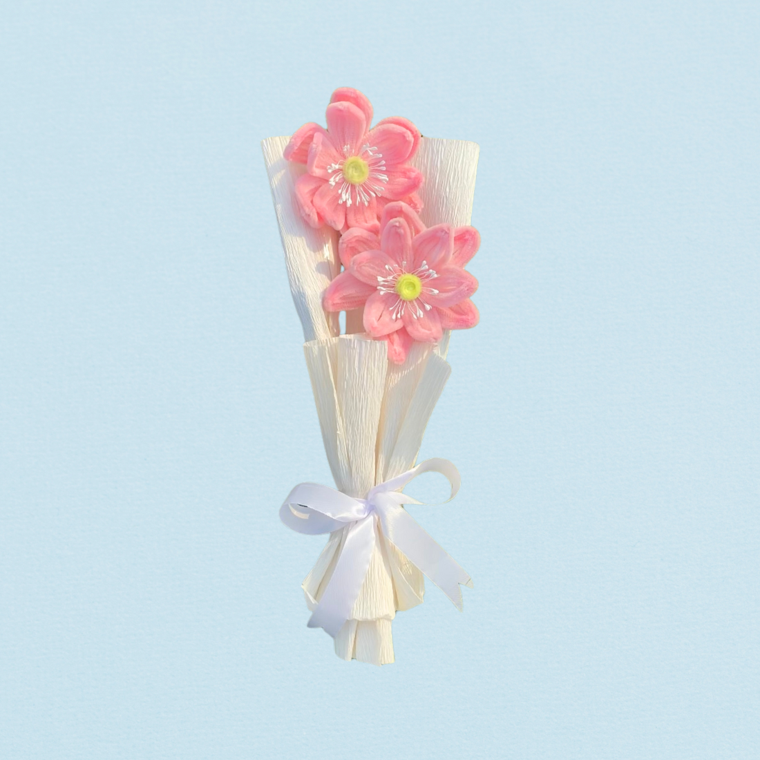 Mother's Day Gift Combo with Fuzzy Wire/Crochet Handmade Flowers and Greeting Card - Affordable Mother's Day Gifts