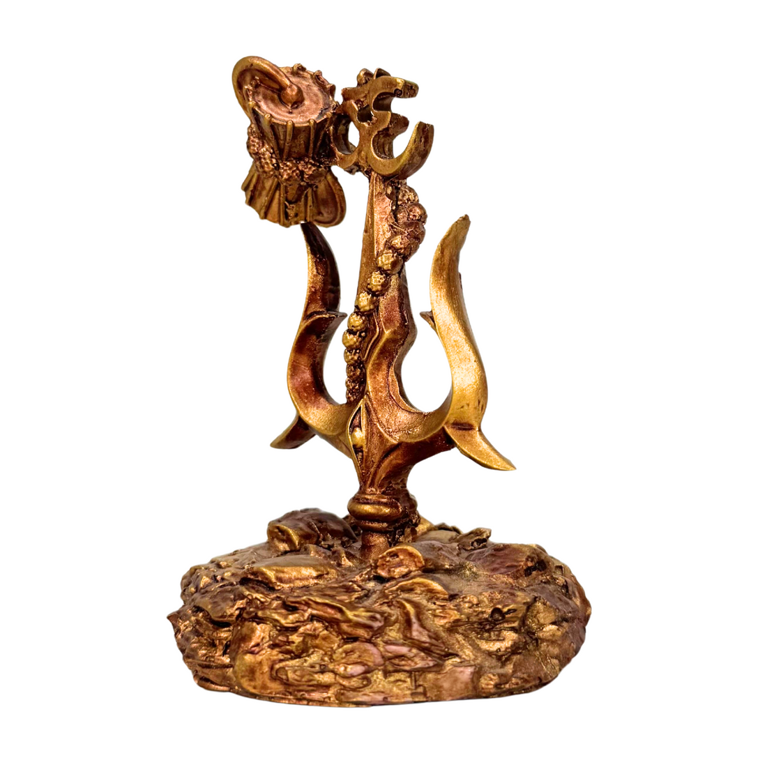 Car Dashboard Shiv Trishul with Damru Statue/Murti/Idol for Home Office Decor, Pooja, Diwali Gifts,  Wedding Gifts (11 x 6 cm) Copper Look
