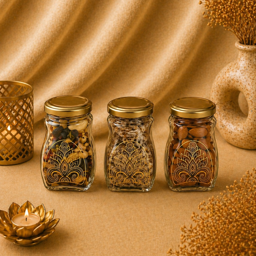 Dry Fruits Corporate Gift Hamper with 3 Jars - Roasted Almonds, Pan Kishmish & Breakfast Mix)
