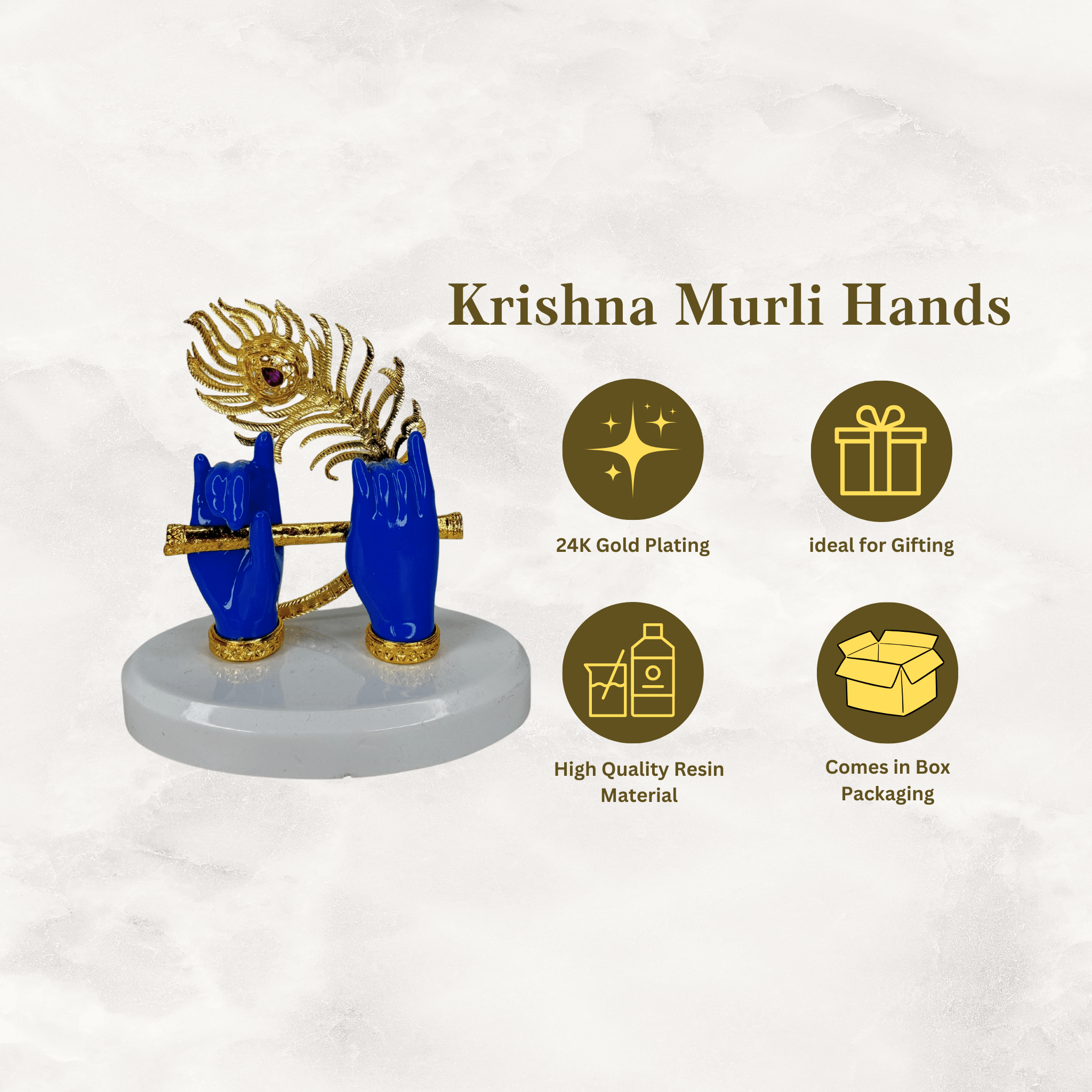 Blue Krishna Murli Hands Statue Showpiece Murti