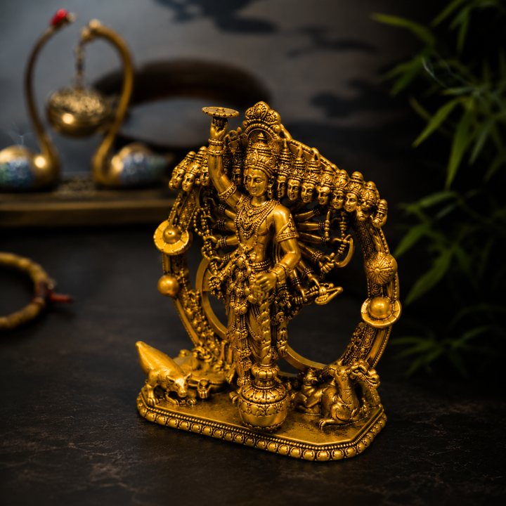 Krishna Vishwaroopam Mahabharat God Idol in Premium Gift Box (4 x 3 Inches, Gold, Resin)