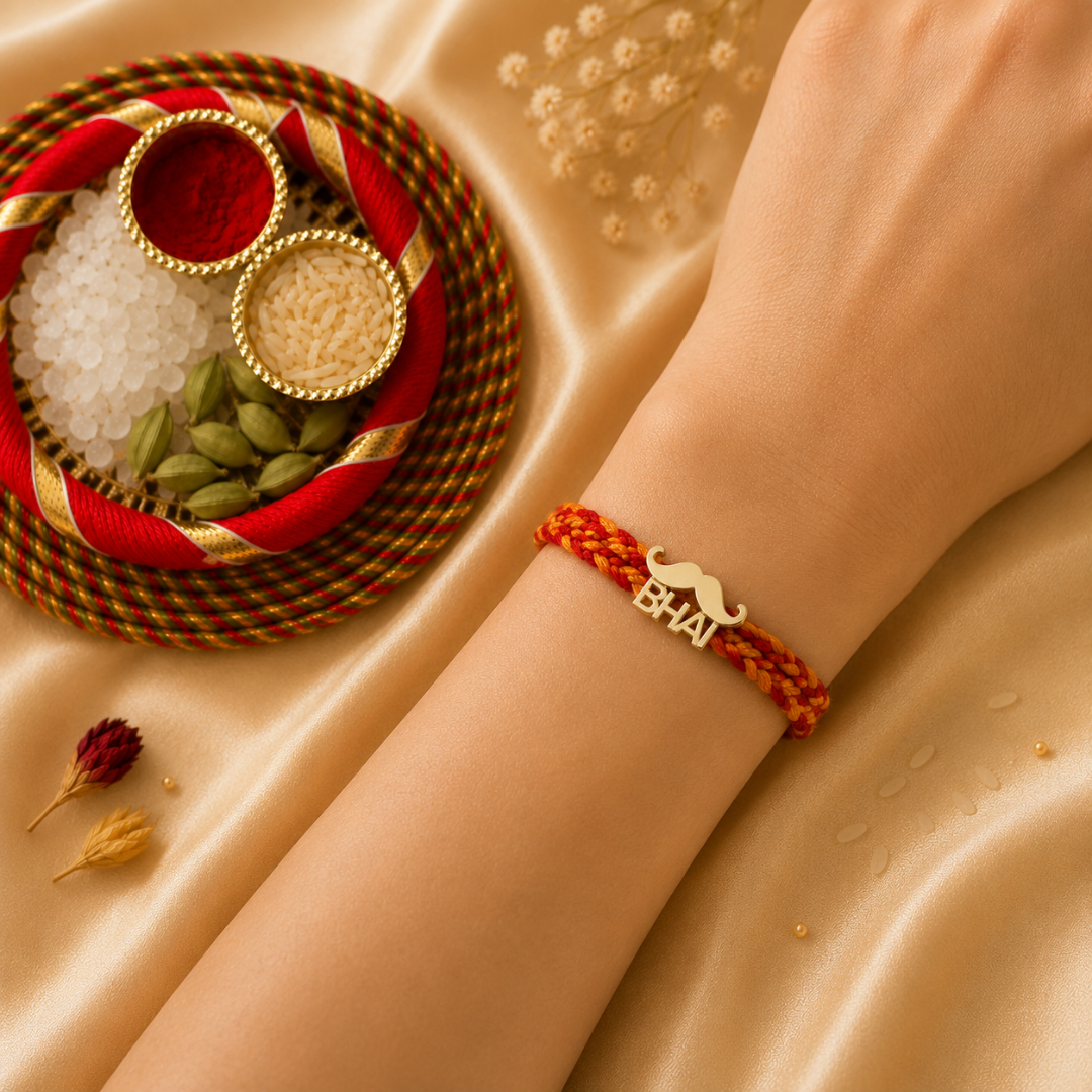Bhai Moustache Quirky Silver Rakhi for Brother