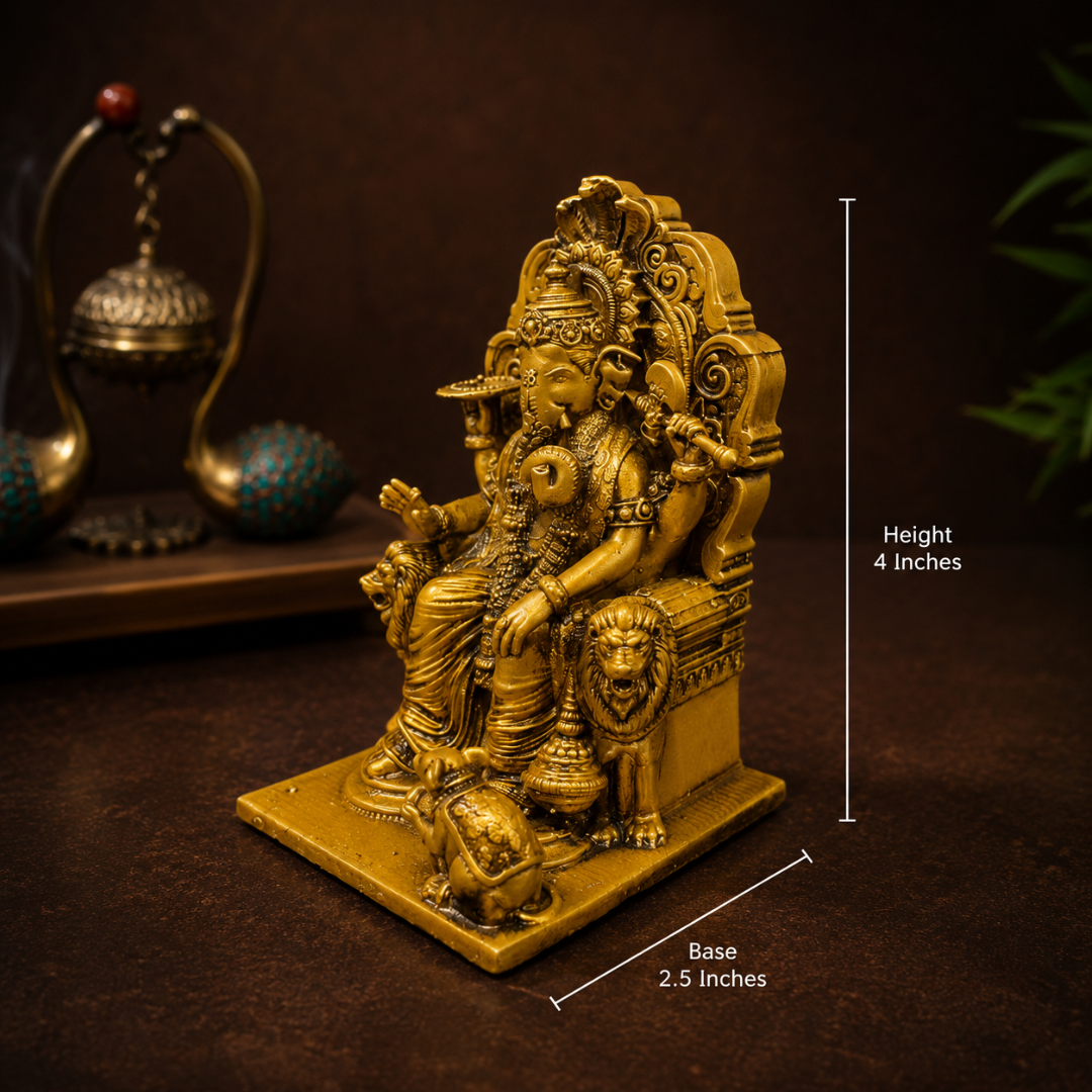 Lal Bagh Ganesha God idol in Premium Gift Box ( 2.5 x 4 Inches, Gold,  Resin)