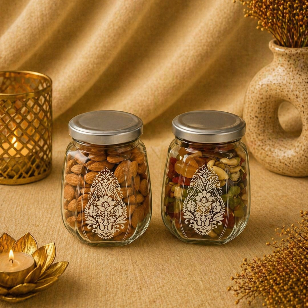 Dry Fruits Corporate Gift Hamper with 4 Jars - Roasted Almonds, Breakfast Mix, Pineapple Coins & Mixed Berries