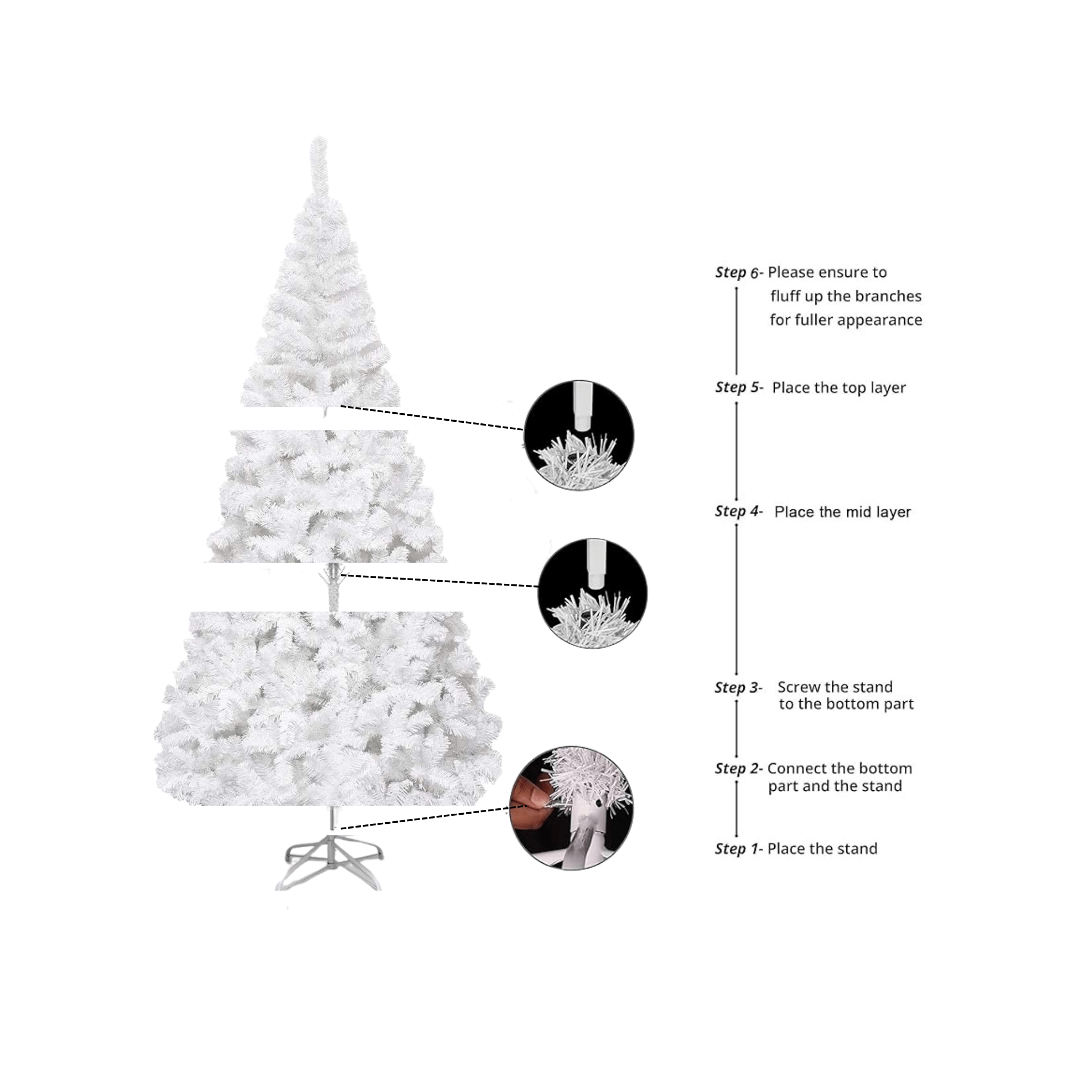 Artificial White Christmas Tree 6 Feet Heavy Bushy